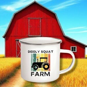 NEW Farmers & Tractor Lovers Funny Farm Diddly Squat 12oz Enamel Mug
